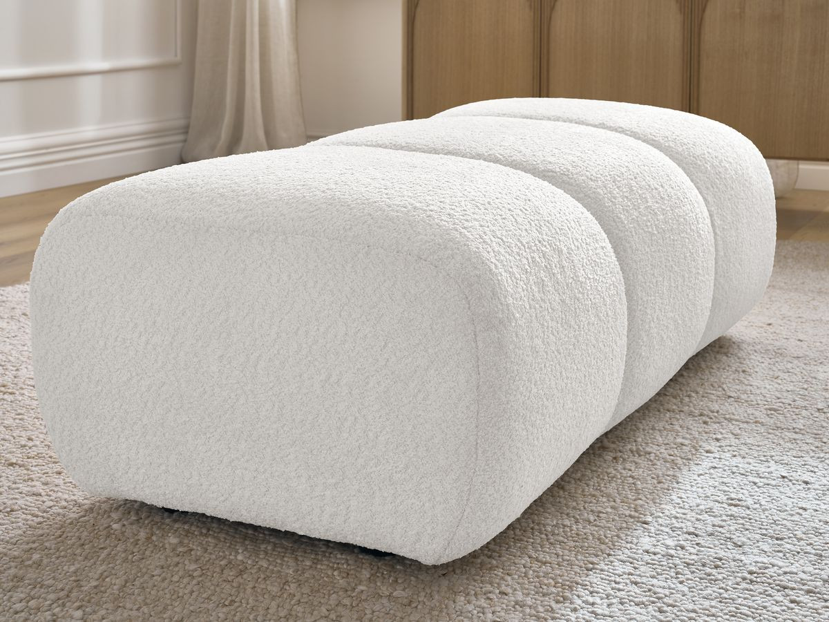 Bobochic Pamira Pouf Bouclé-Stoff Weiß