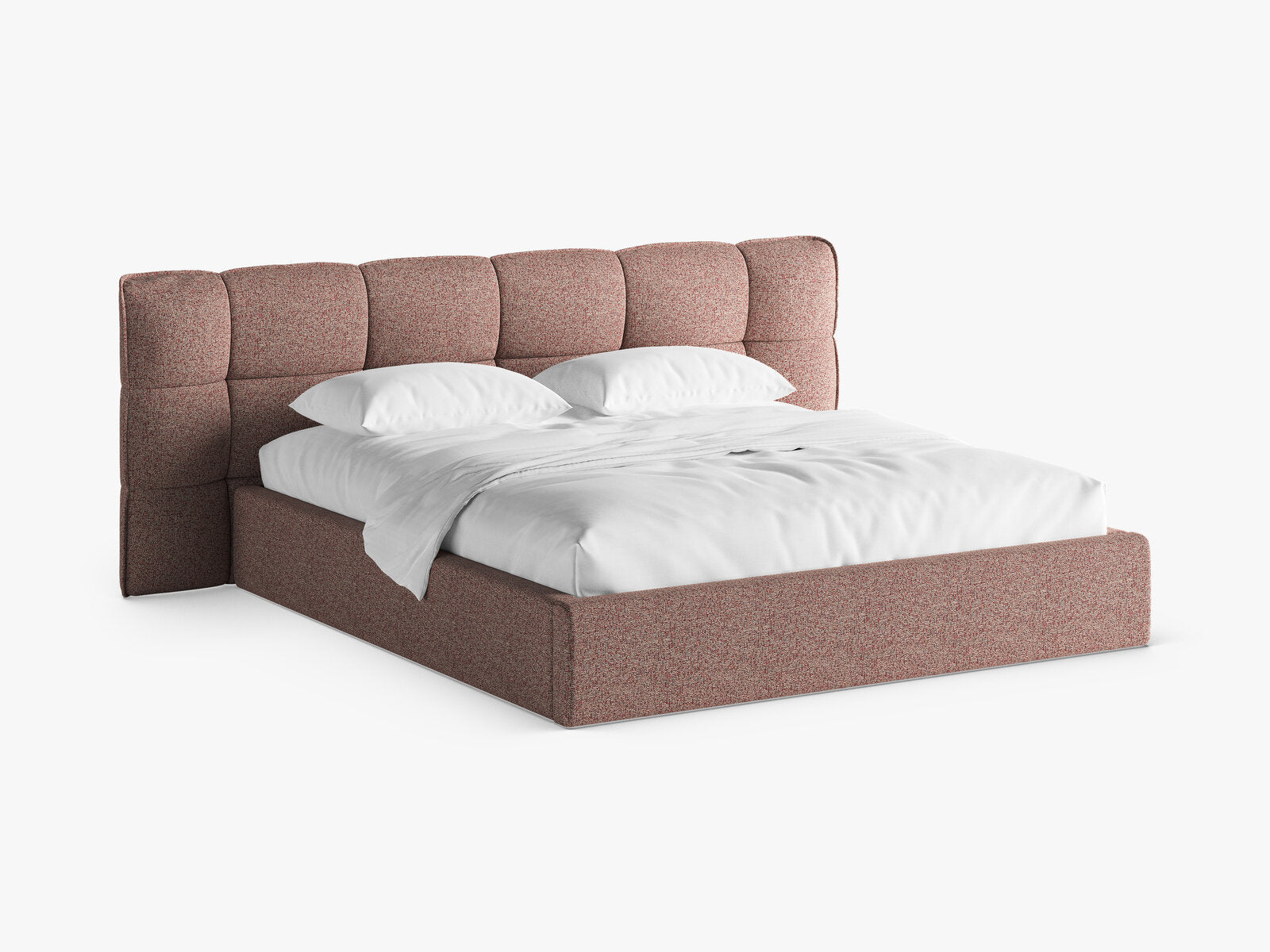 Micadoni Stauraumbett mit Kopfteil Eric Strukturierter Stoff Puente Rosa Melange 200x200