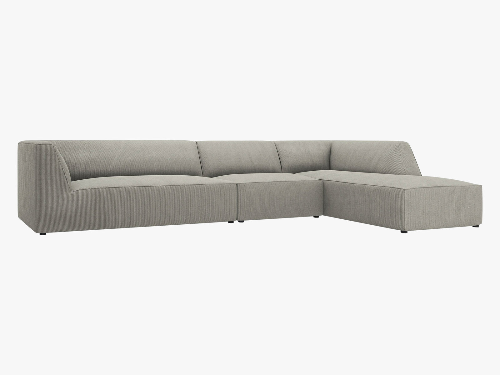 Micadoni Ecksofa Ruby 5-Sitzer Rechts Kord Scala Hellgrau
