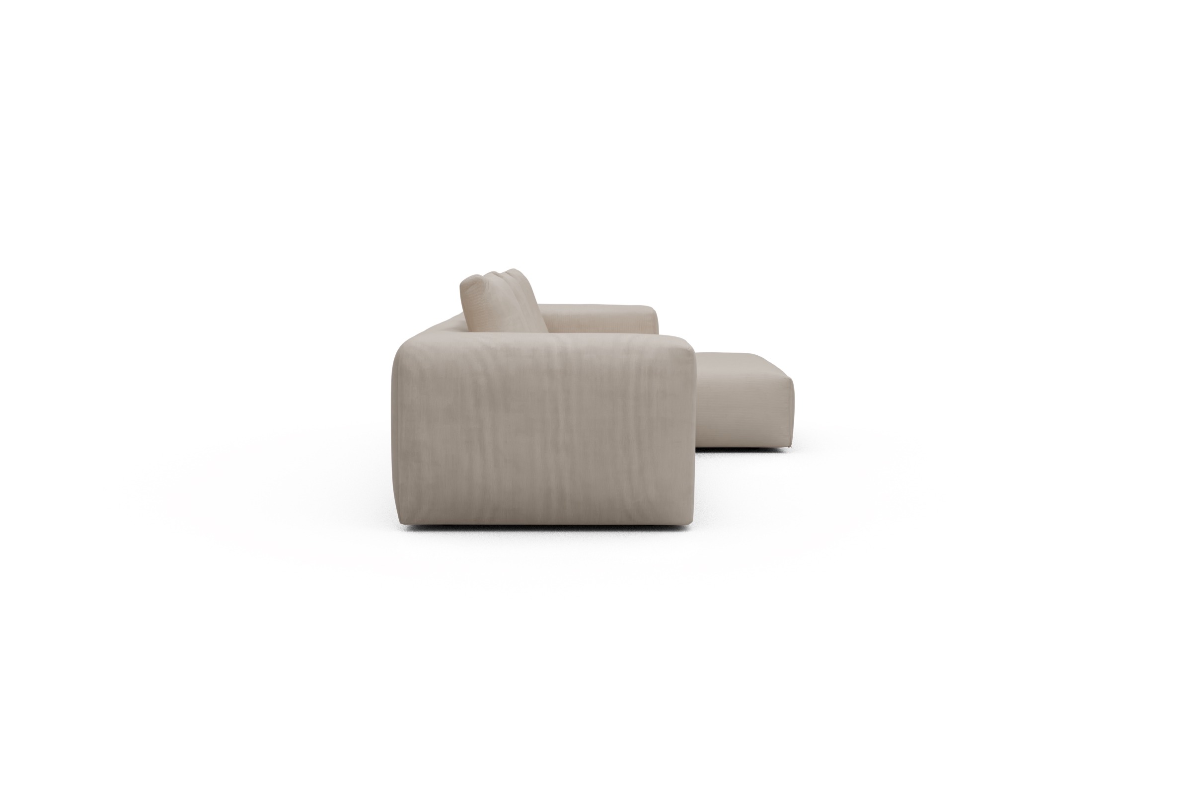 Ecksofa Fred Chaiselongue rechts mit 2,5-Sitzer Cordufine-Off-White