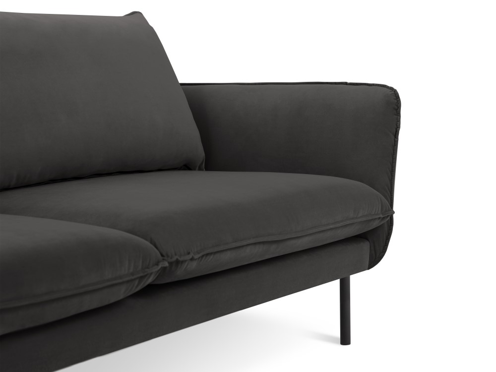 Cosmopolitan Design Sofa Vienna 2-Sitzer Samt Bluvel Dunkelgrau Melange Beine Schwarzes Metall