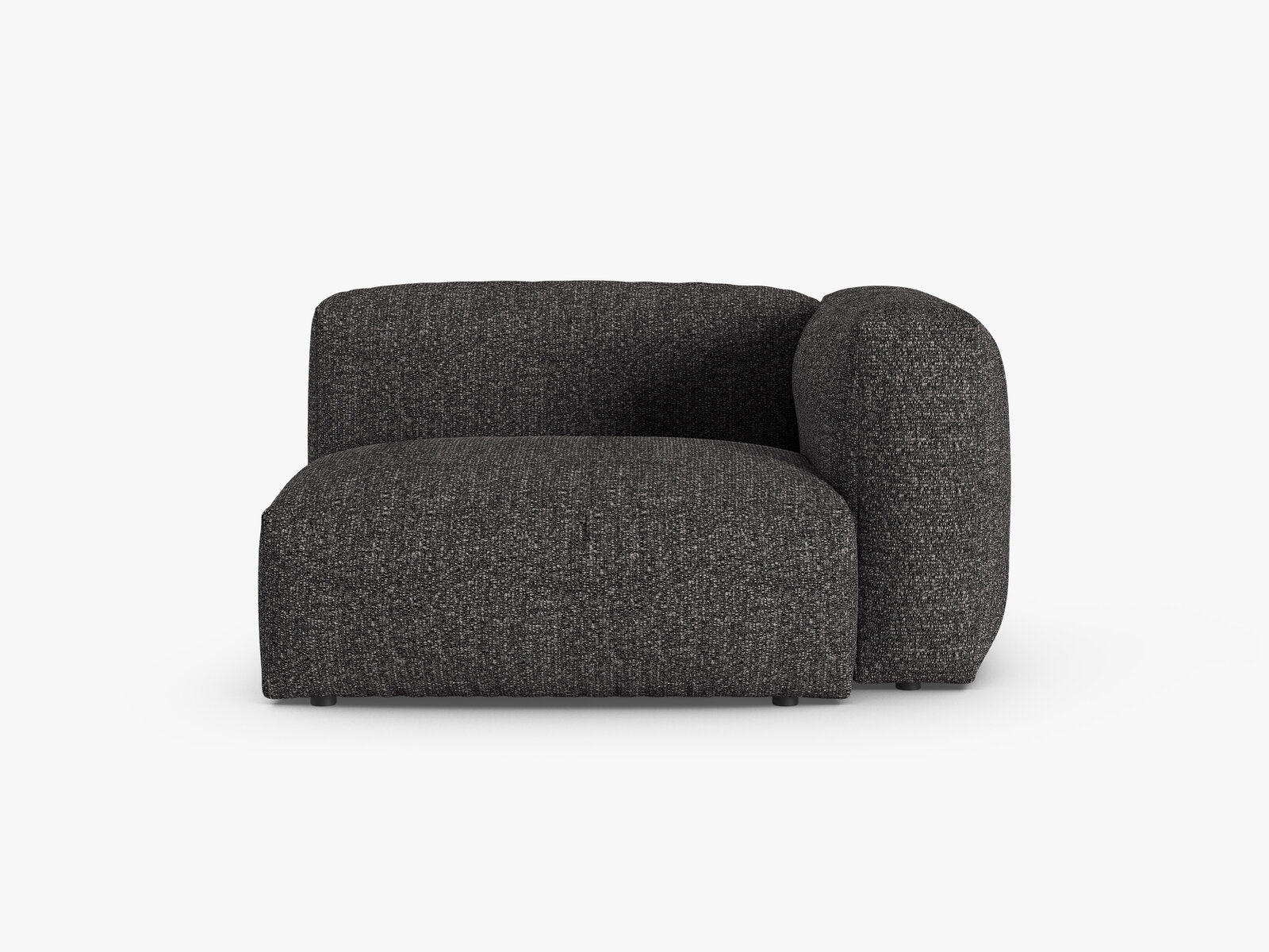 Micadoni Eckmodul mit Armlehne Martina 1-Sitzer 90cm Sitztiefe Rechts Boucle Monet Anthrazit