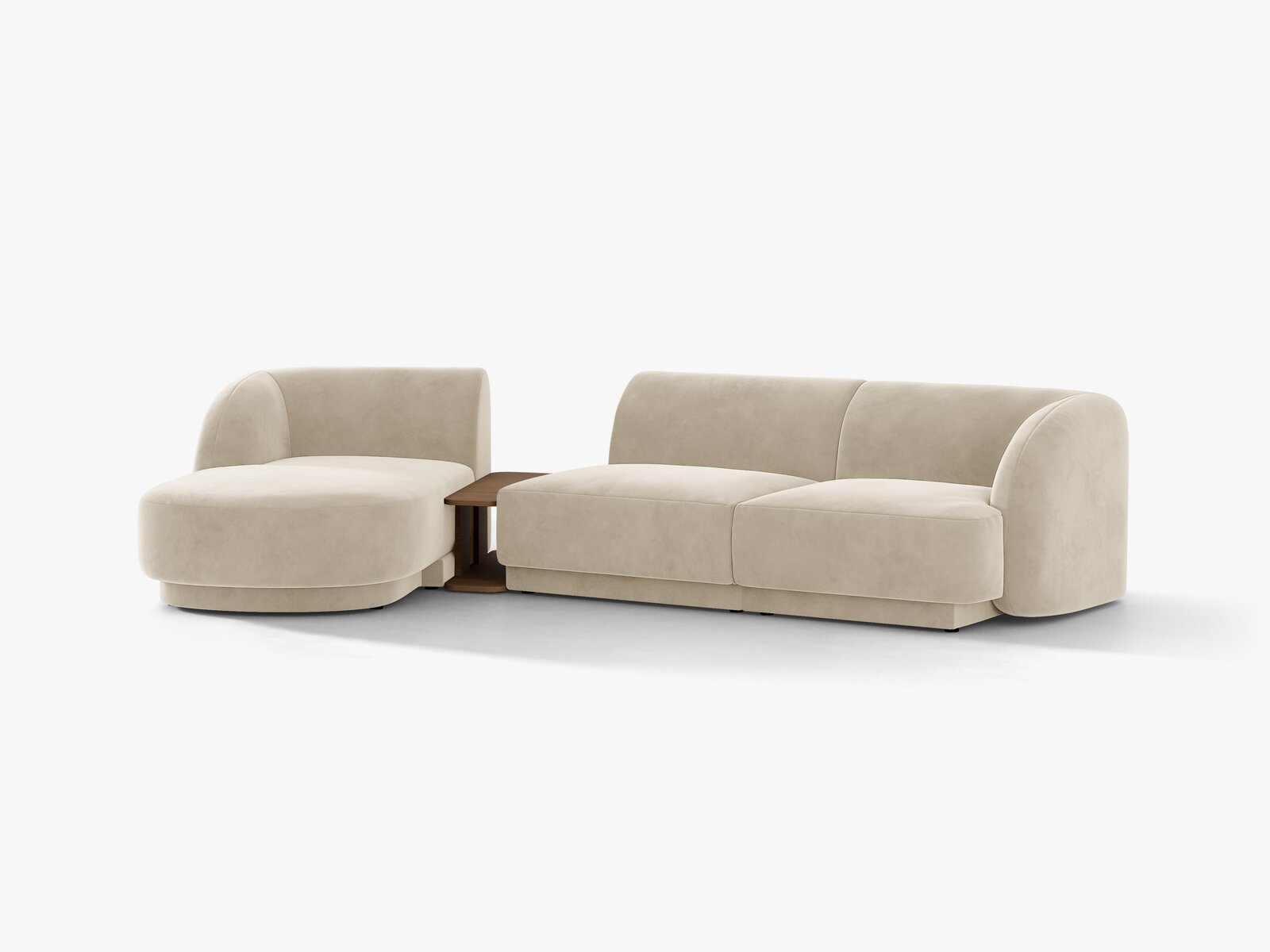 Micadoni Modulares Sofa Miley mit Recamiere 3-Sitzer Links Samt Bluvel Dunkelbeige
