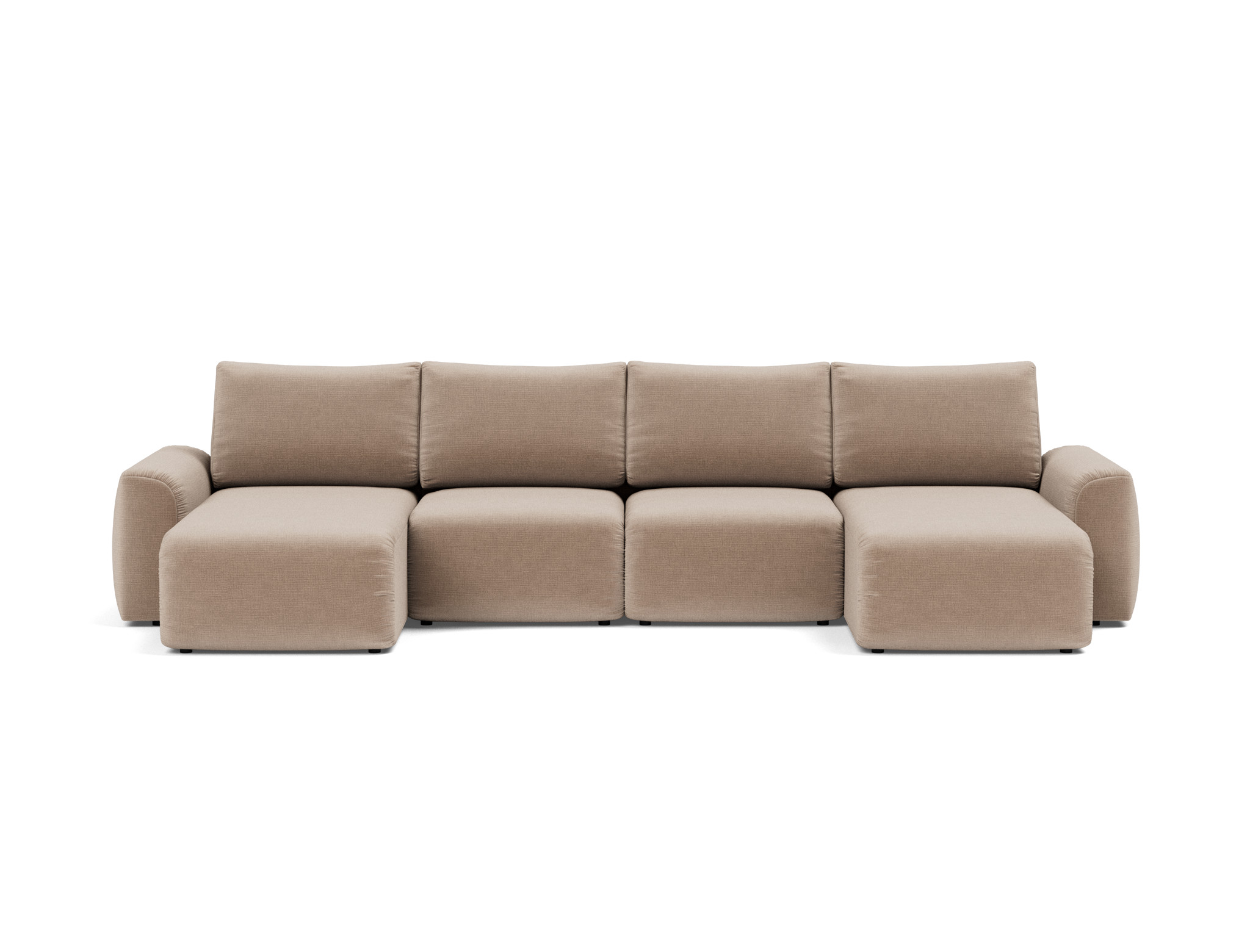 Schlafsofa Norum U-Form mit Chunky-Armlehnen Chenille Esina 417-Mocha