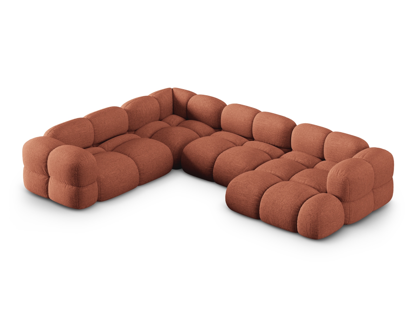 Cosmopolitan Design Panoramasofa Loretto 5-Sitzer Strukturierter Stoff Sorella Koralle Links