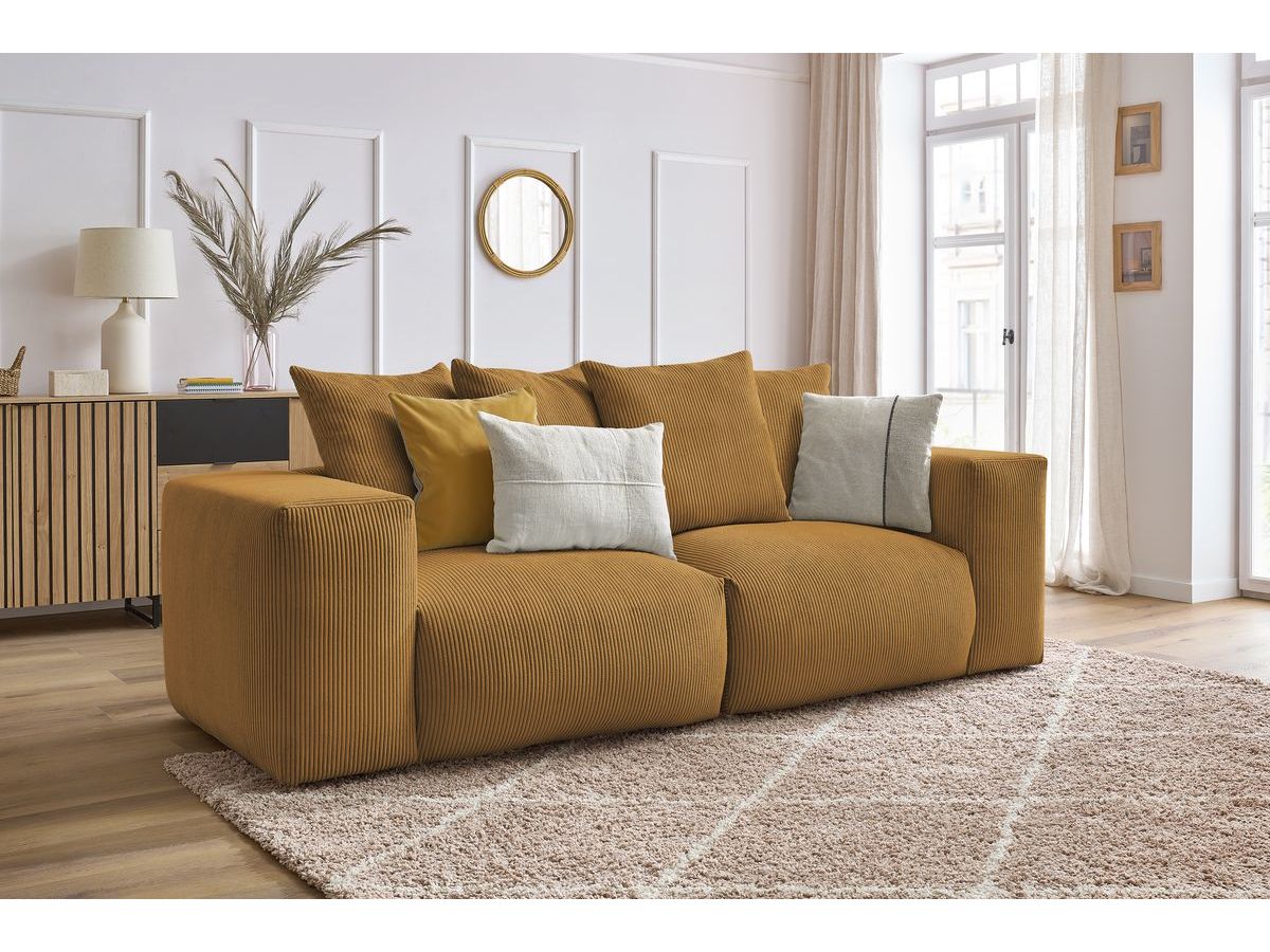 Bobochic Voltaire Sofa 3-Sitzer 248 × 100 cm Cordsamt Gelb