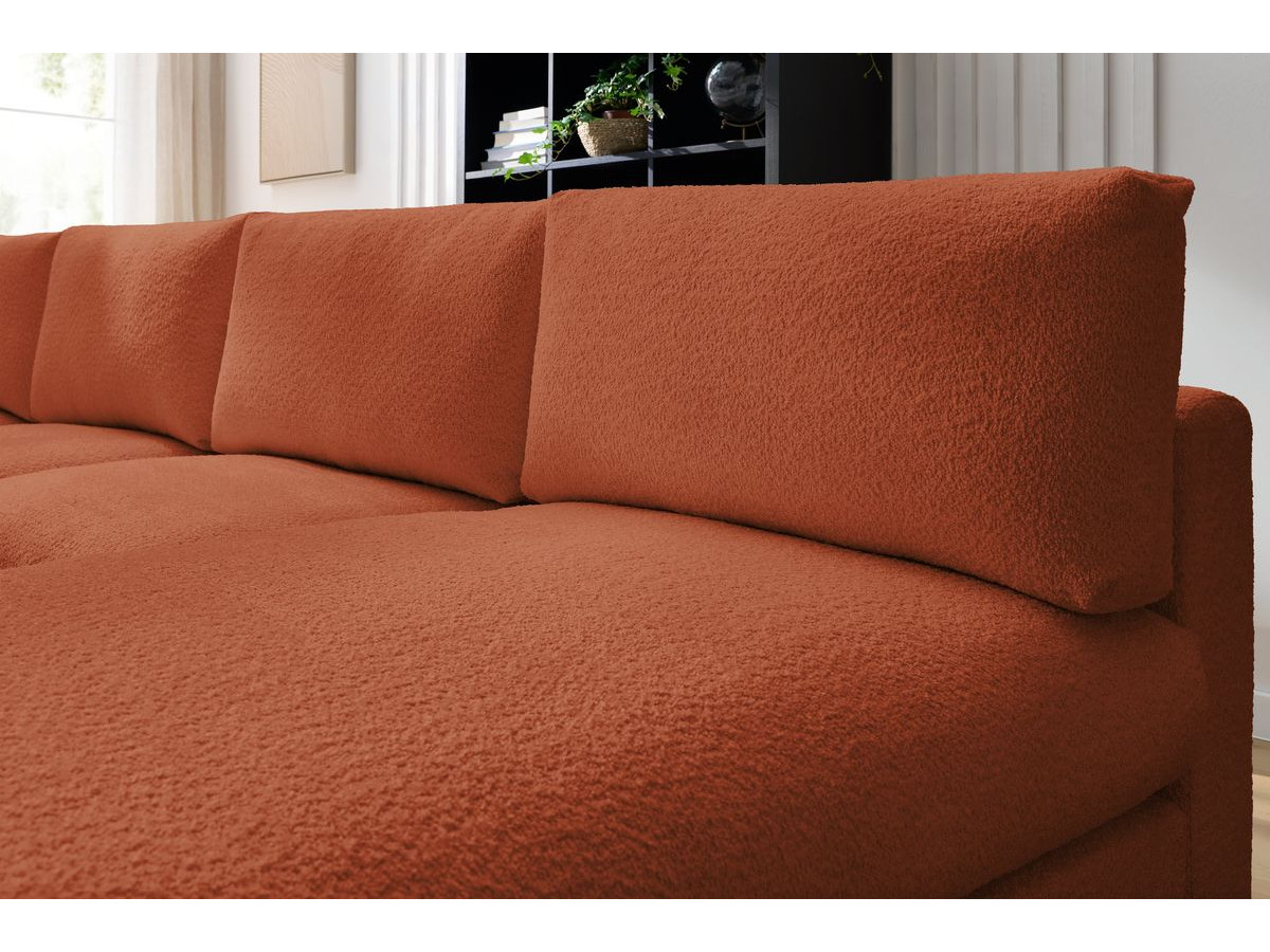 Bobochic Paris Ecksofa mit Pouf 369 × 262 cm Bouclé-Stoff Orange