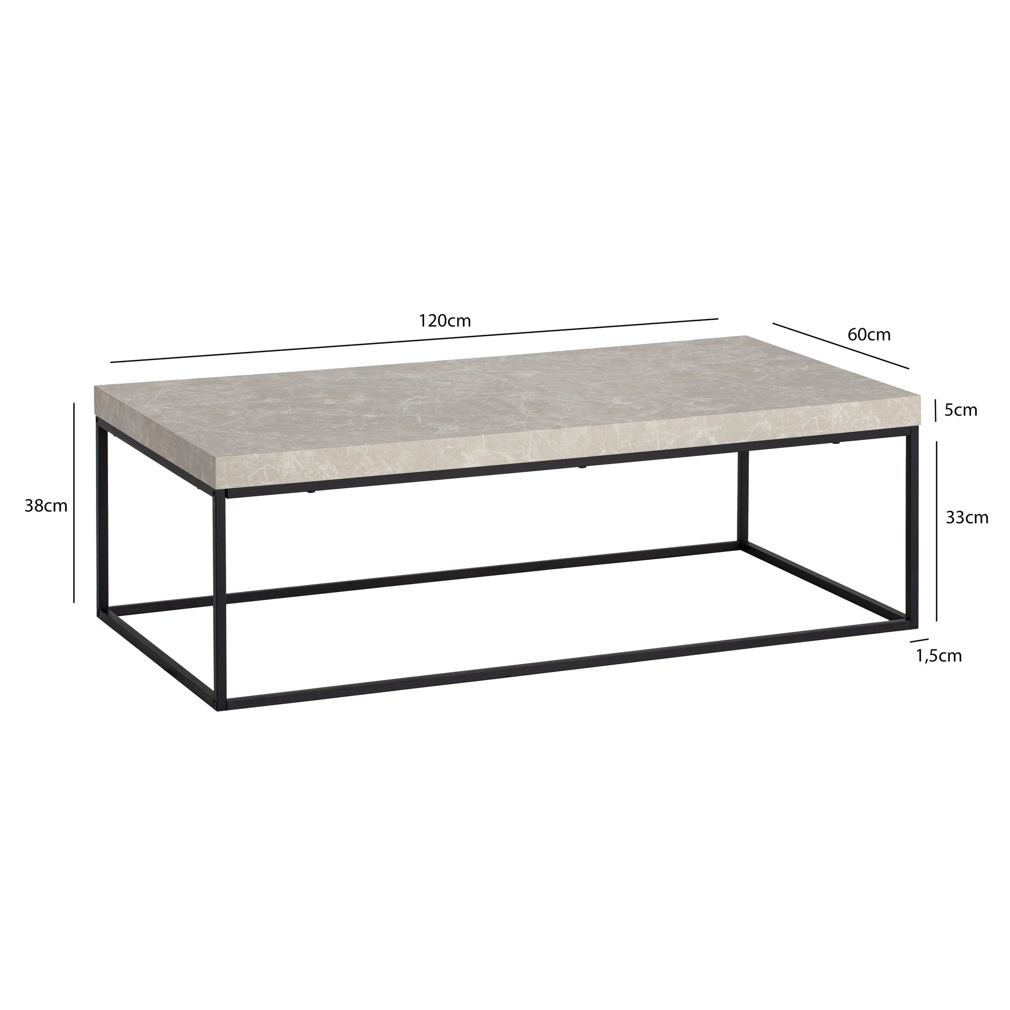 Couchtisch Flekke Beige 120 × 60 × 38 cm