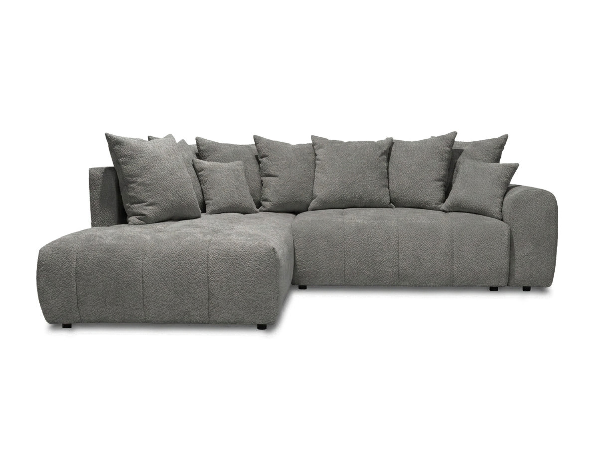 Bobochic Roxelane Ecksofa mit Schlaffunktion und Bettkasten Bouclé-Stoff Dunkelgrau Ecke links