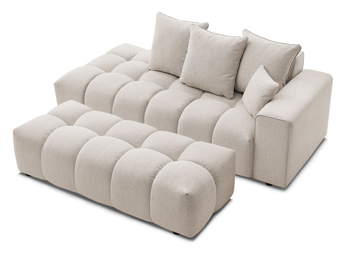 Bobochic Mont-blanc Sofa 5-Sitzer mit Pouf Melange-Stoff Beige Armlehne rechts