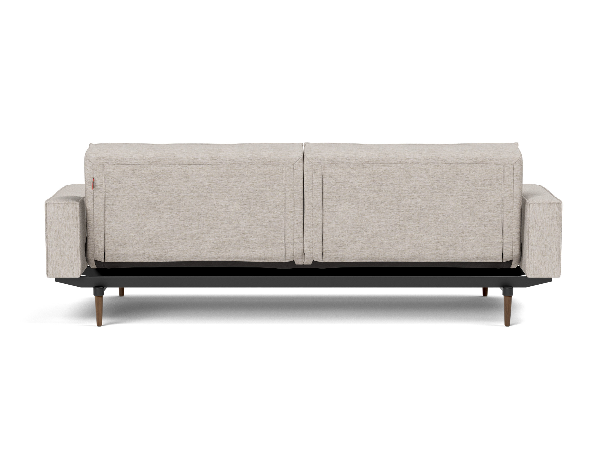Schlafsofa Splitback mit Armlehnen Chenille Yuveno 471-Sand Beine Styletto Eiche dunkel