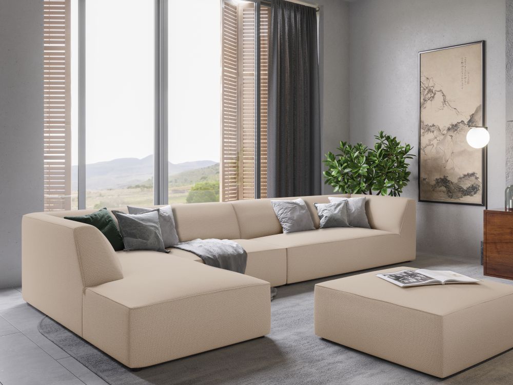 Cosmopolitan Design Ecksofa Siena 5-Sitzer Strukturierter Stoff Ottawa Beige Links