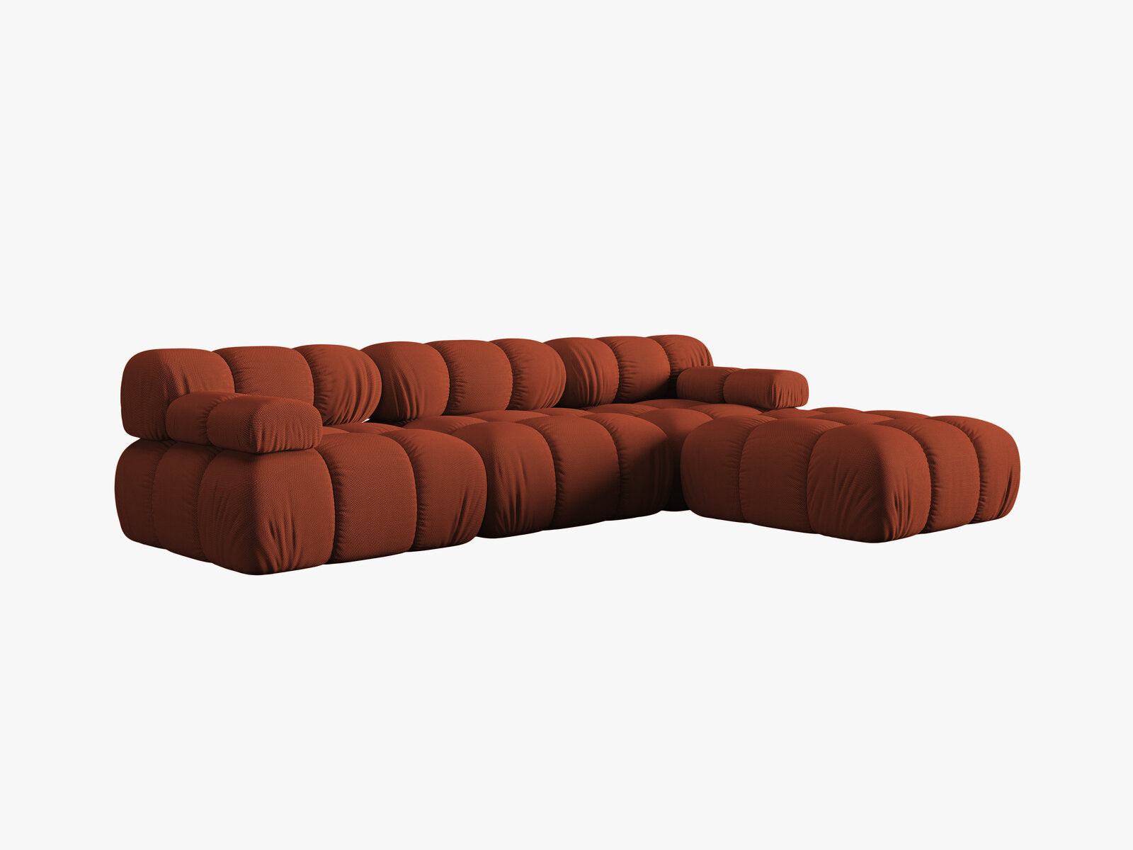 Micadoni Modulares Sofa Bellis 4-Sitzer mit flachem Modul 3D-Stoff Sonic Ziegel