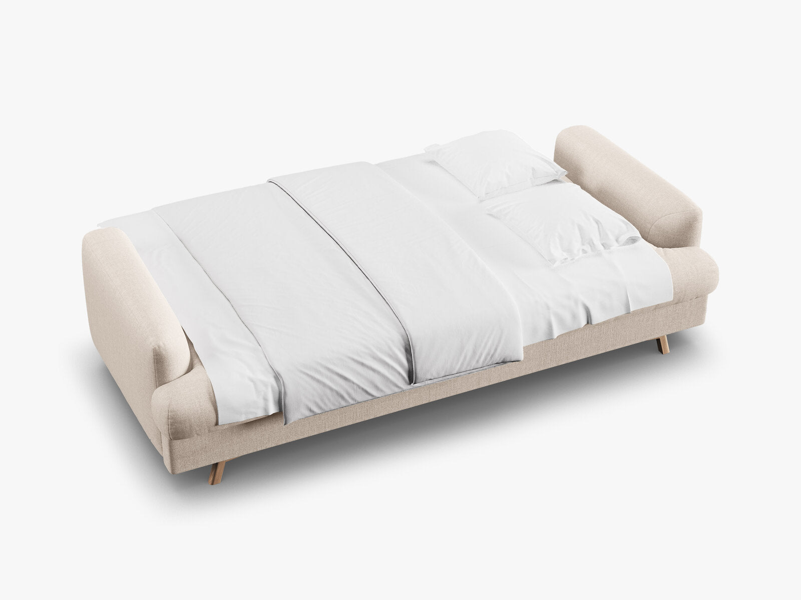 Micadoni Naomi Schlafsofa 3-Sitzer mit Bettkasten Strukturierter Stoff Liberty Beige