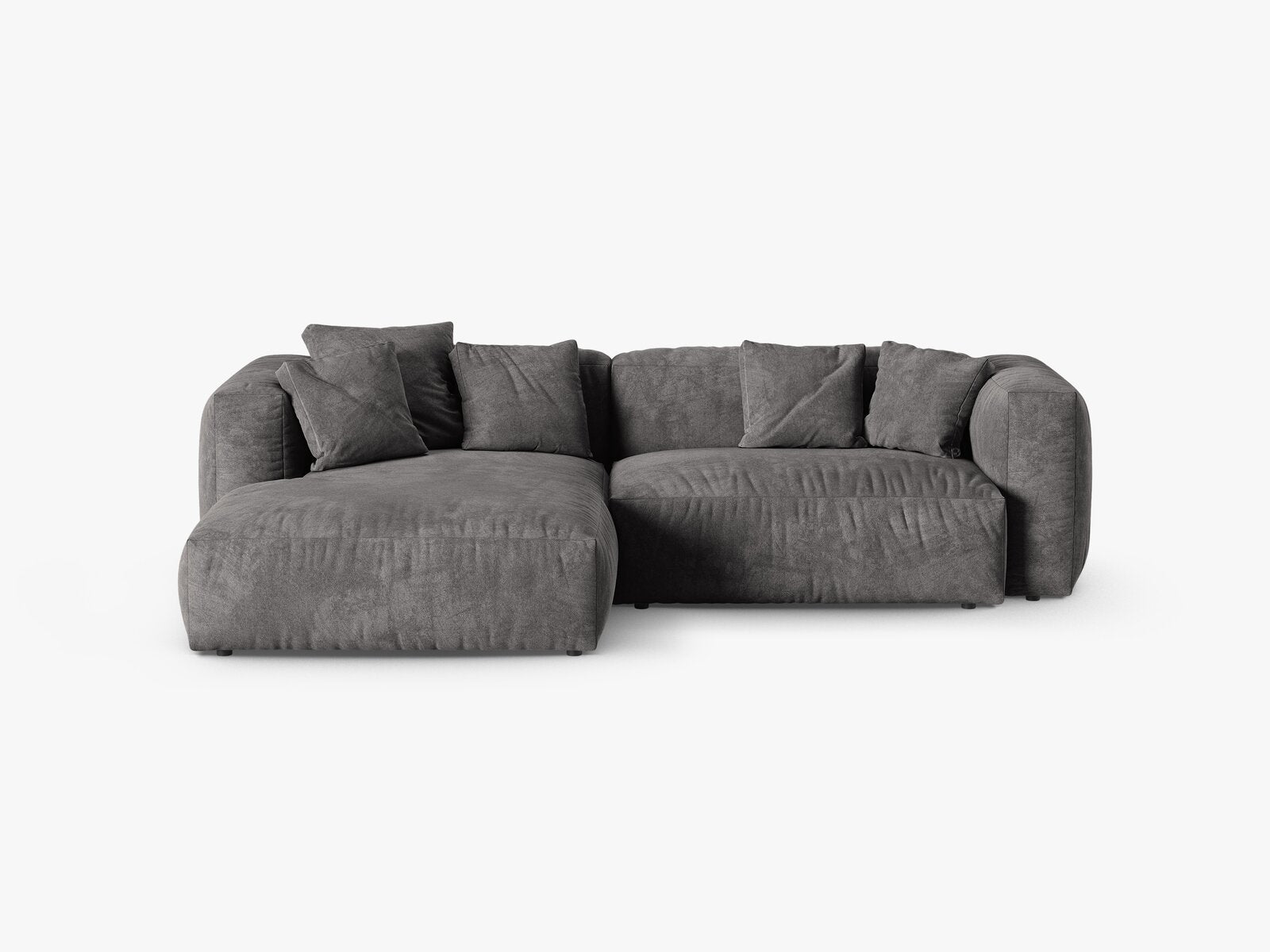 Micadoni Ecksofa Martina 2-Sitzer 90cm Sitztiefe Links Samt Vogue Grau