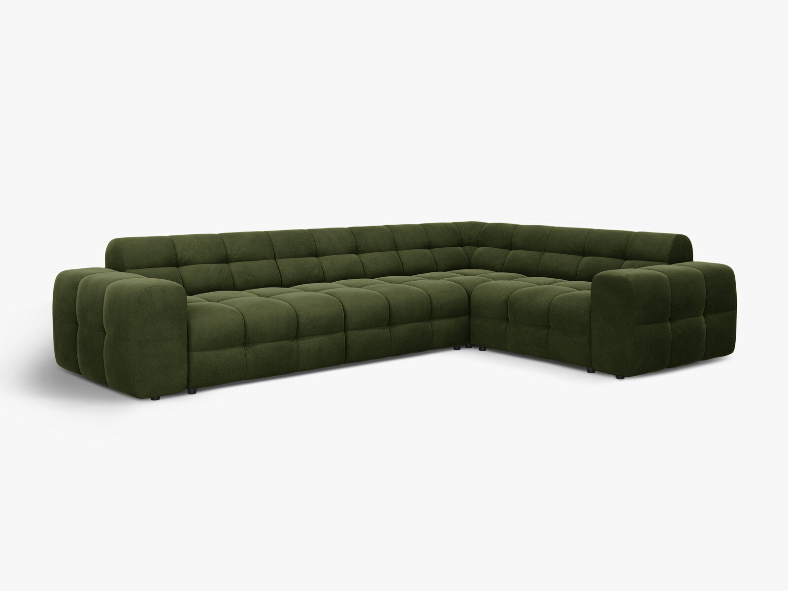 Micadoni Ecksofa Kendal 6-Sitzer Rechts Samt Armeegrün