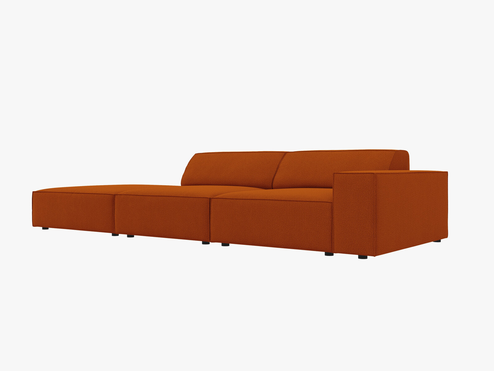 Micadoni Sofa Jodie 3-Sitzer Links Strukturierter Stoff Megan Terrakotta