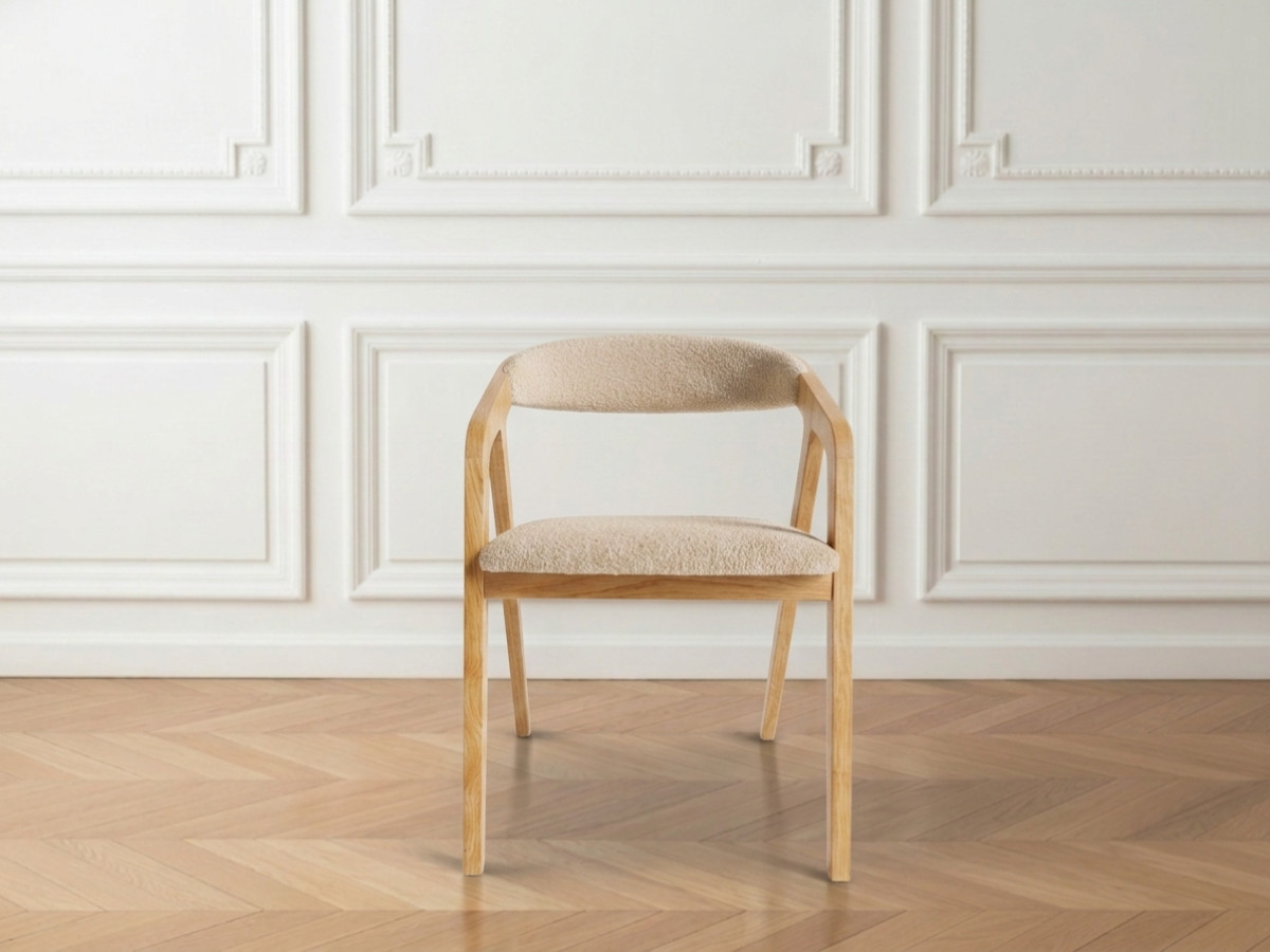 Bobochic Prisca Esszimmerstuhl 2er-Set Bouclé-Stoff Beige