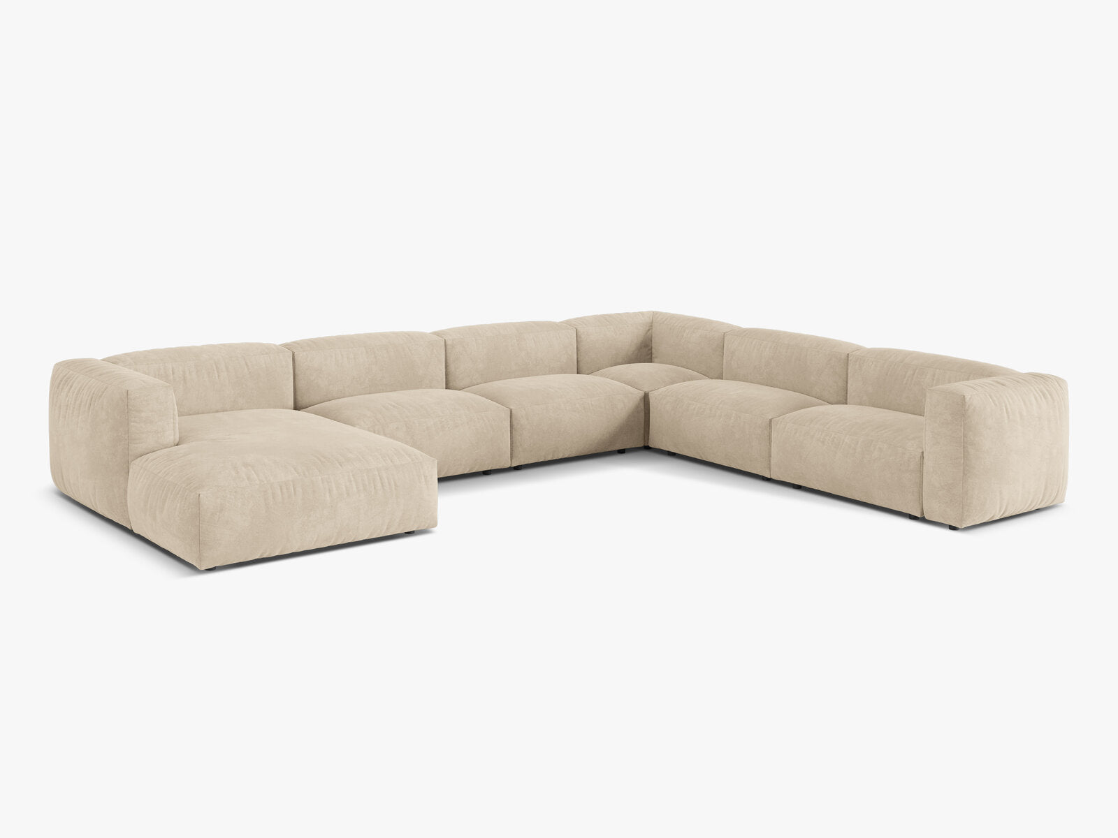 Micadoni modulares Ecksofa XL Martina 6-Sitzer Rechts Samt Vogue Helles Beige