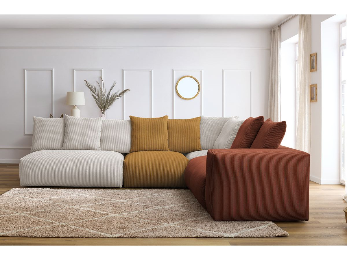 Bobochic Voltaire Ecksofa 322 × 268 cm Cordsamt Mehrfarbig Ecke rechts