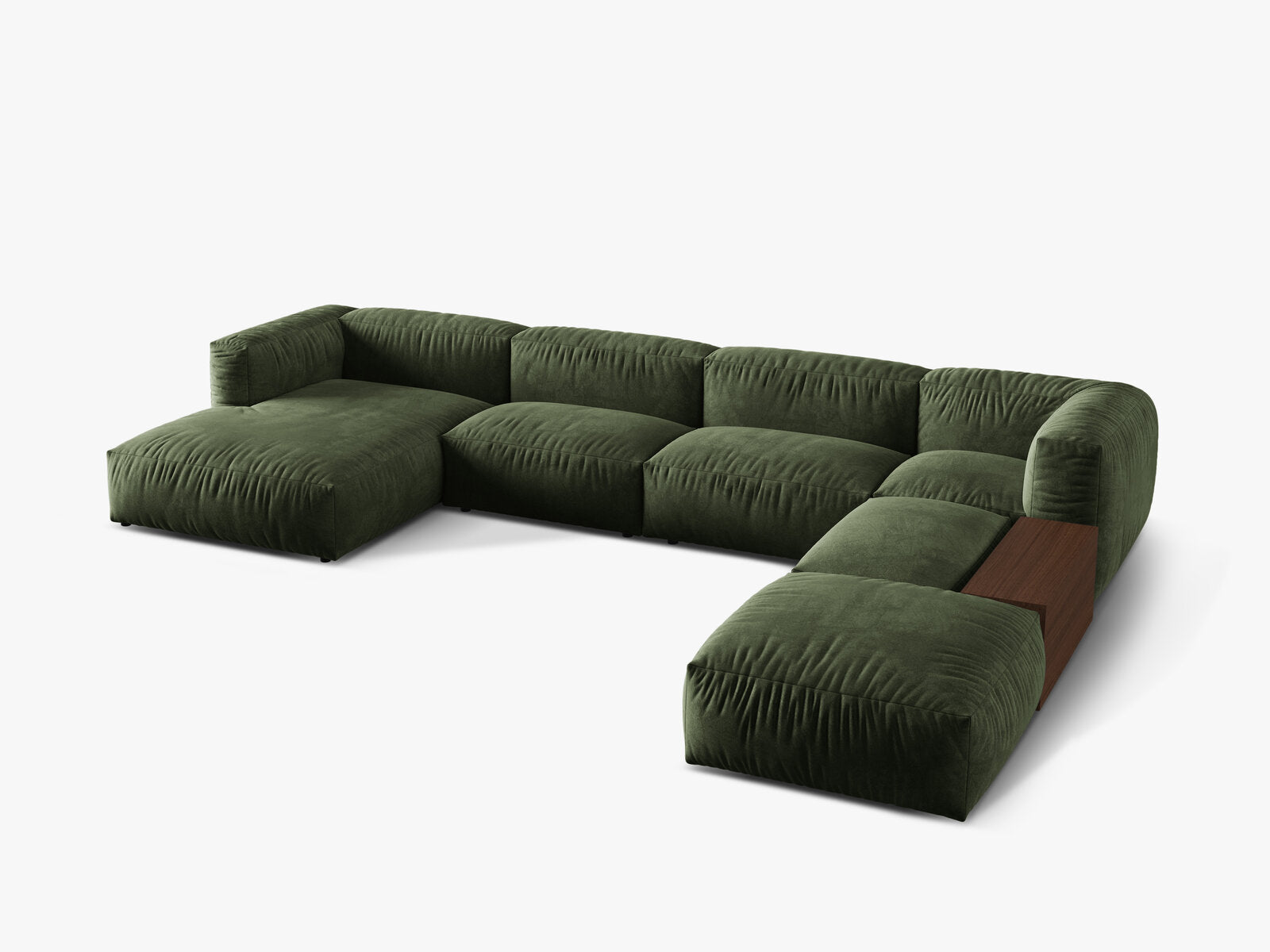 Micadoni Panorama-Ecksofa Martina 5-Sitzer Rechts Samt Grün
