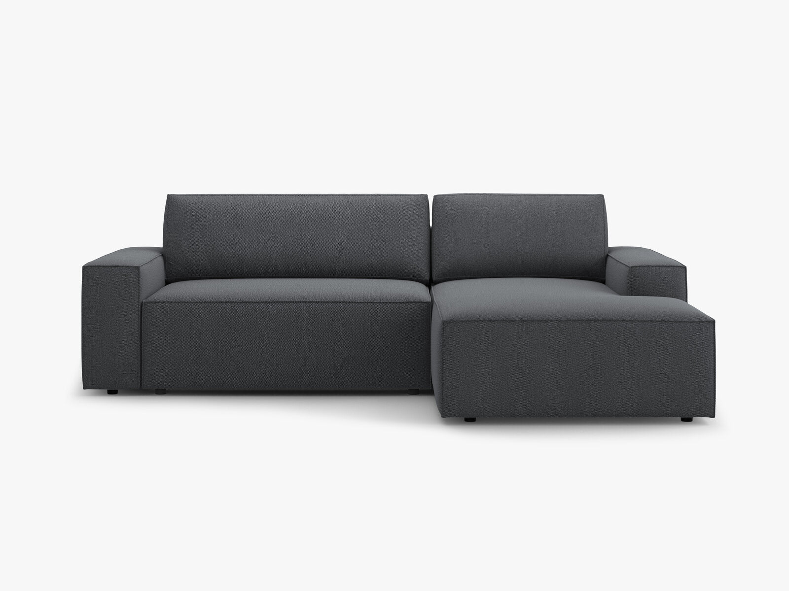 Micadoni Schlaf-Ecksofa Jodie 3-Sitzer Rechts Strukturierter Stoff Dunkelgrau