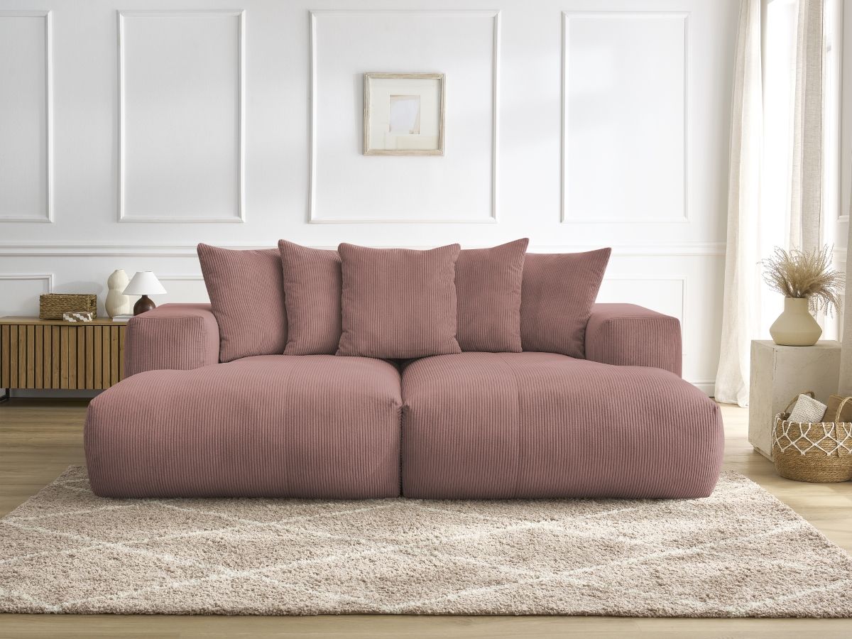 Bobochic Voltaire Sofa 4-Sitzer 248 × 170 cm Cordsamt Rosa