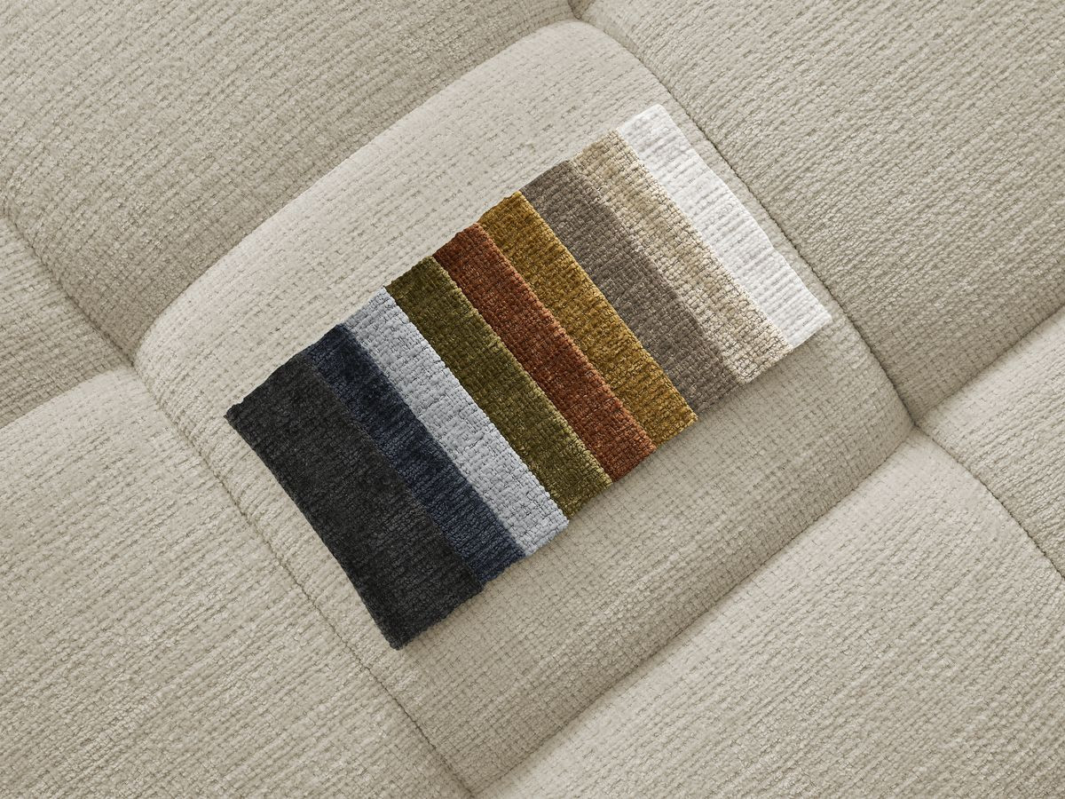 Bobochic Ivane Ecksofa mit Pouf Strukturstoff Beige Ecke links