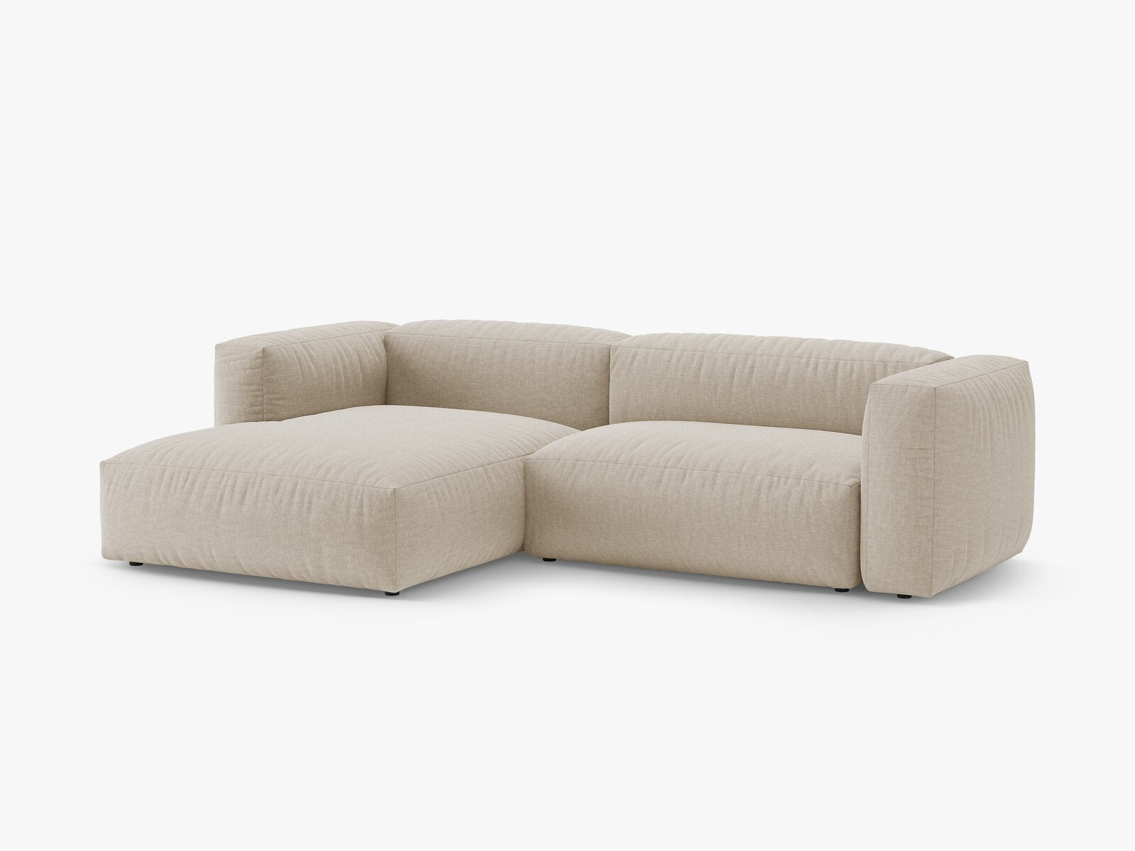 Micadoni Martina Ecksofa 4-Sitzer mit Schlaffunktion Links Strukturierter Stoff Boston Helles Beige