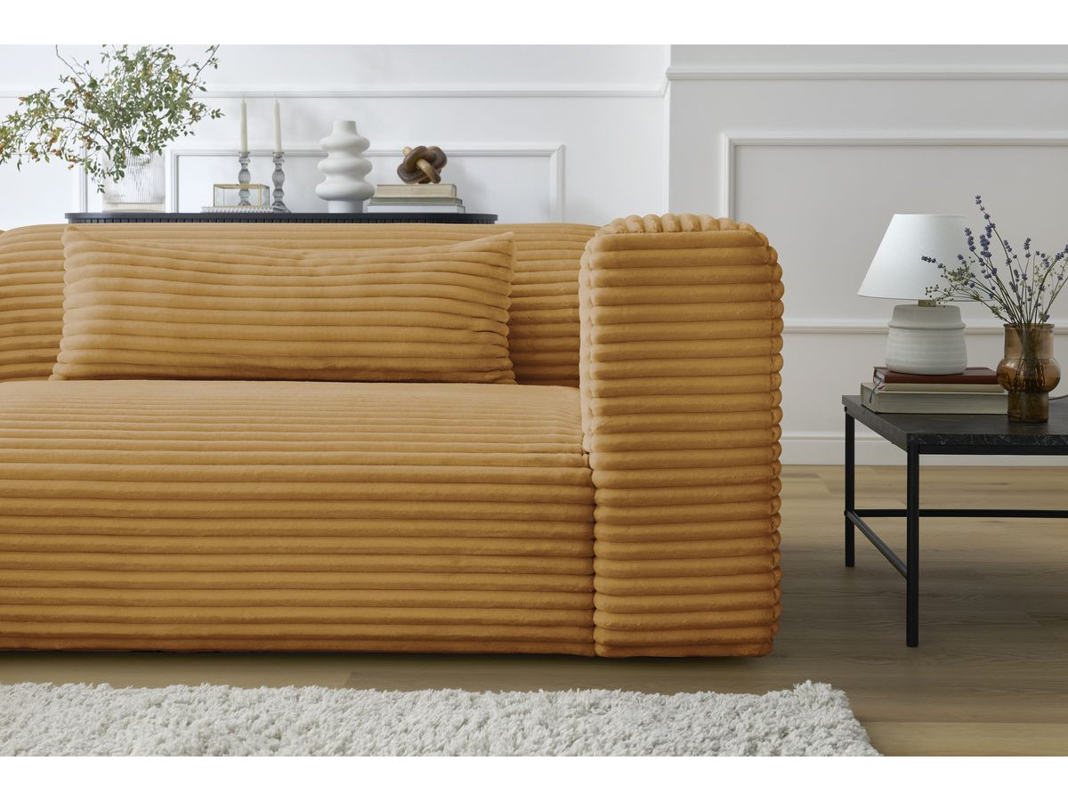 Bobochic Harry Ecksofa Breitcord weich Gelb Ecke links