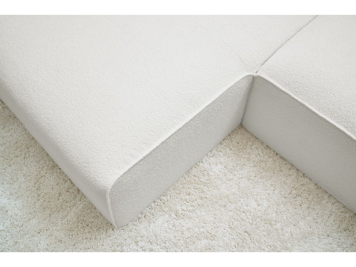 Bobochic Megeve Ecksofa Bouclé-Stoff Weiß Ecke links