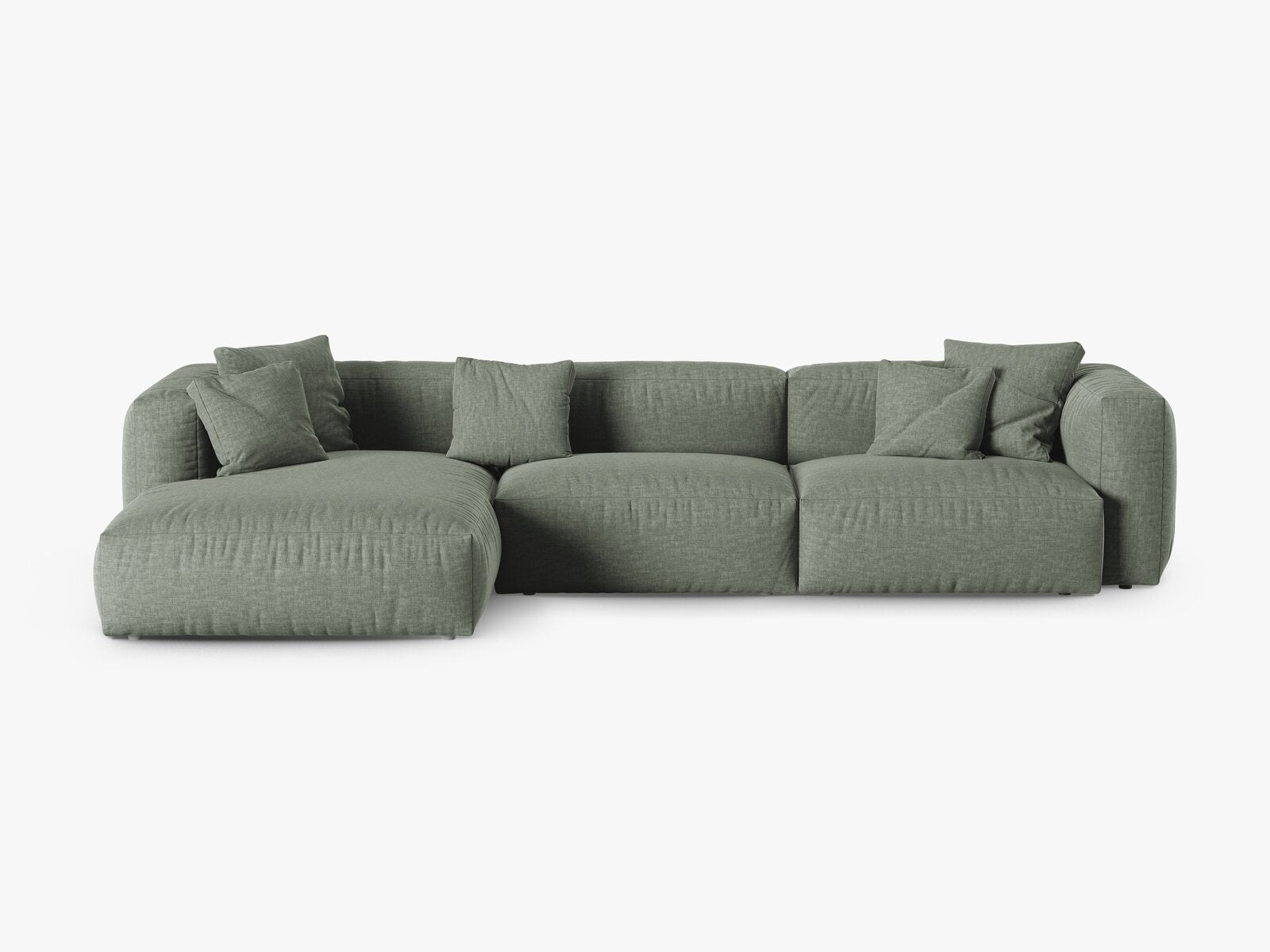 Micadoni Ecksofa Martina 3-Sitzer 90cm Sitztiefe Links Strukturierter Stoff Boston Moßgrün
