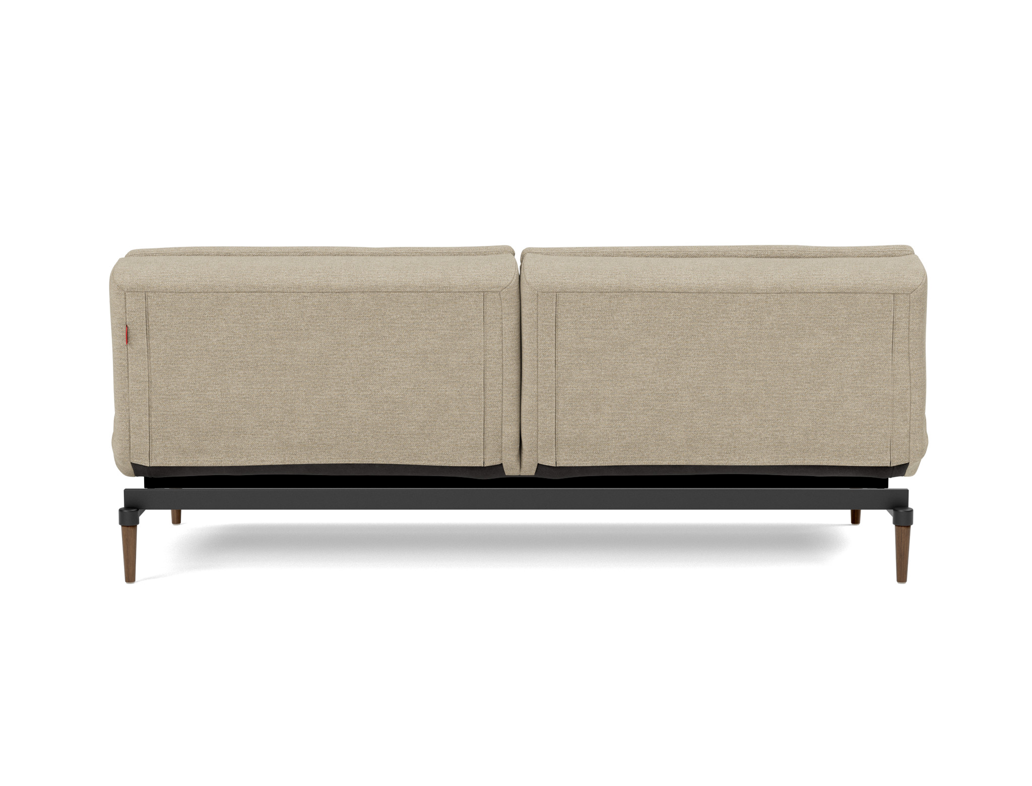 Schlafsofa Dublexo Strukturierter Stoff Taura 356-Sand Beine Styletto Eiche dunkel
