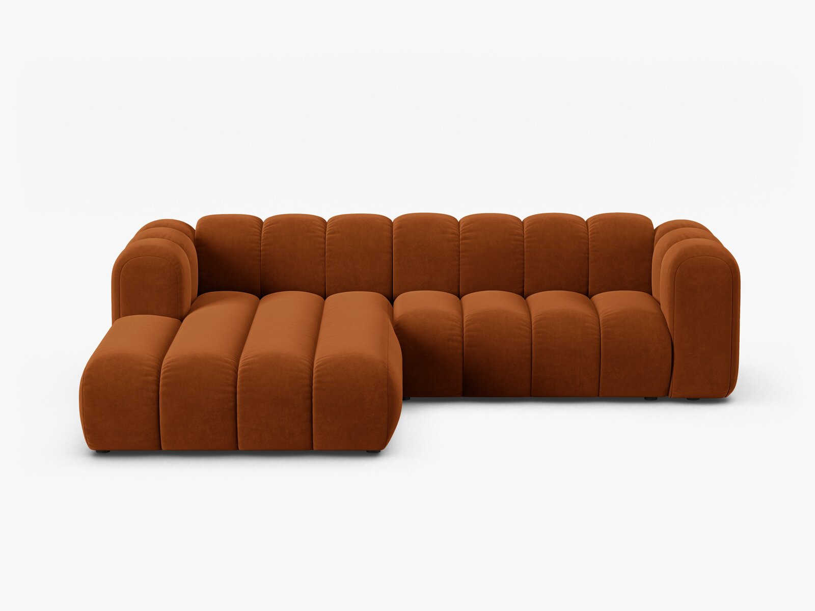 Micadoni Modulares Ecksofa Lupine 4-Sitzer mittelgroß Links Samt Salvador Terrakotta