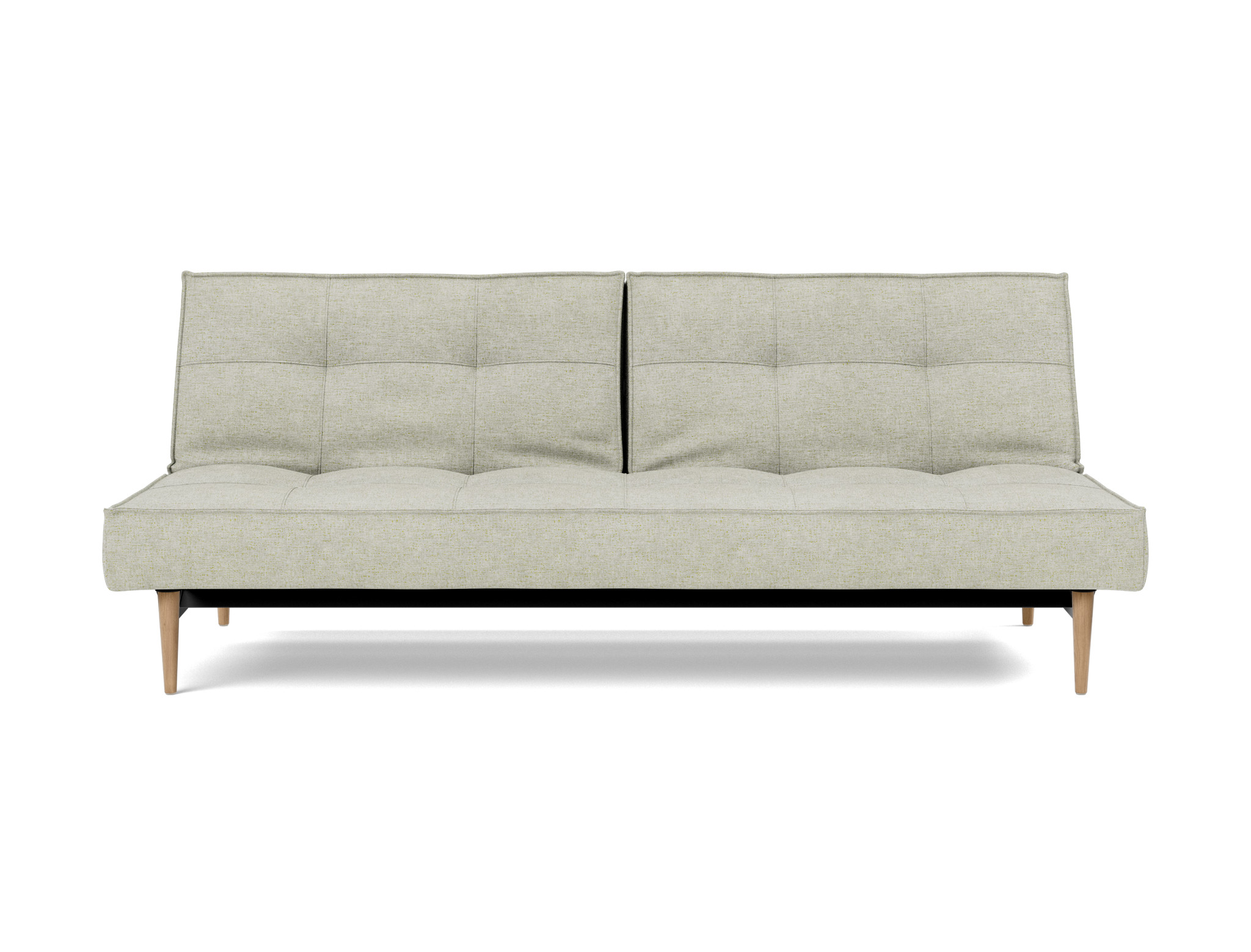 Schlafsofa Splitback Flachgewebe Avella 280-Sand Beine Styletto Eiche hell