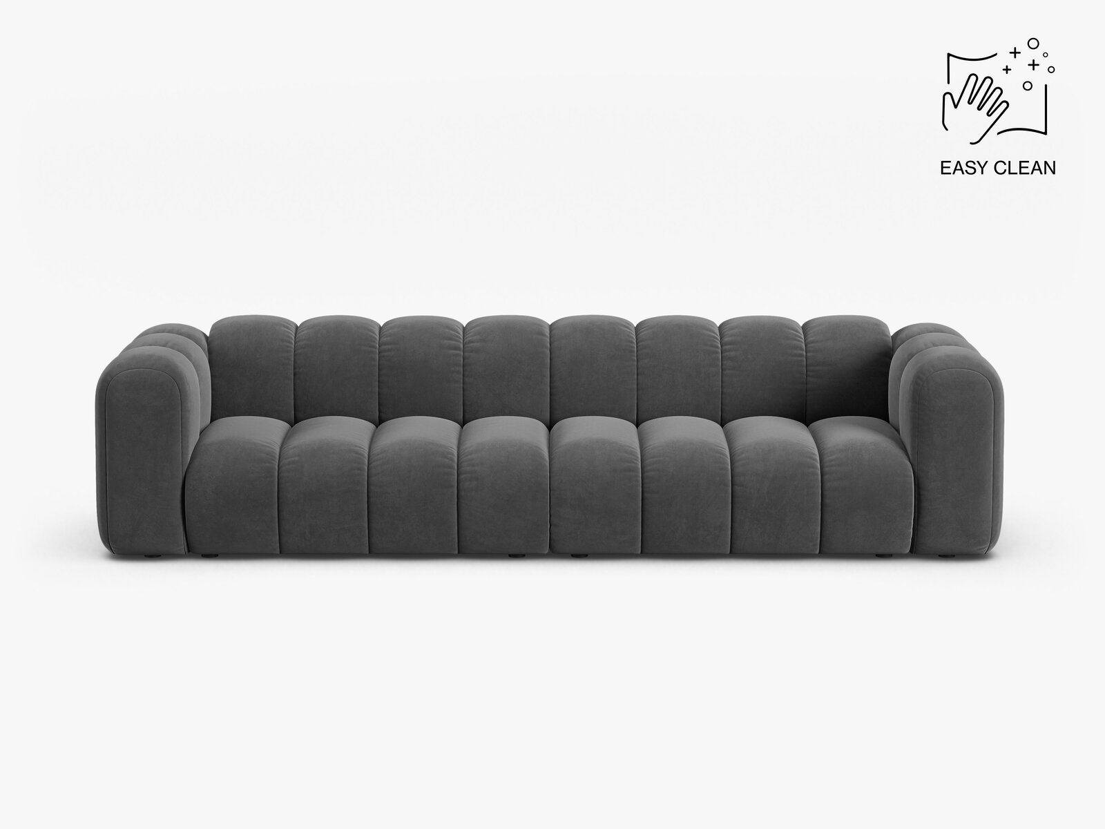 Micadoni Modulares Sofa Lupine 4-Sitzer Samt Venus Grau