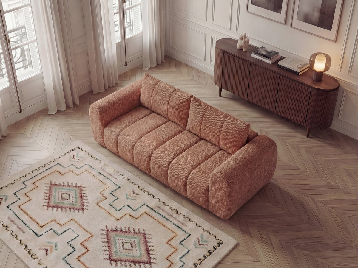 Bobochic Nesty Sofa 3-Sitzer Melange-Stoff Orange