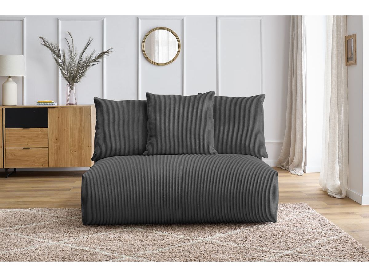 Bobochic Voltaire Sofamodul 2-Sitzer 142 × 100 cm Cordsamt Dunkelgrau