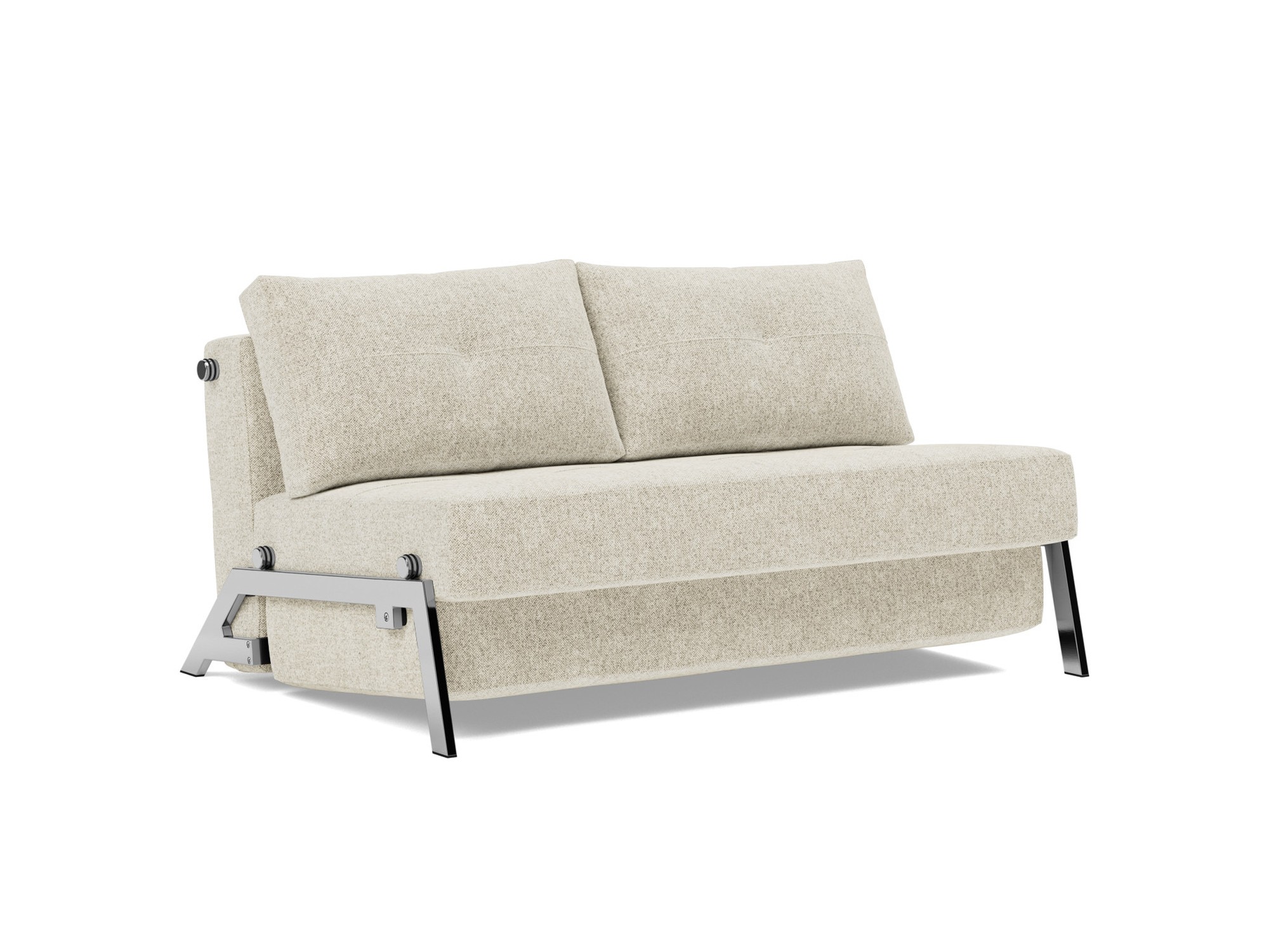 Schlafsofa Cubed 140 Strukturierter Stoff Taura 357-Off-White Beine Chrom