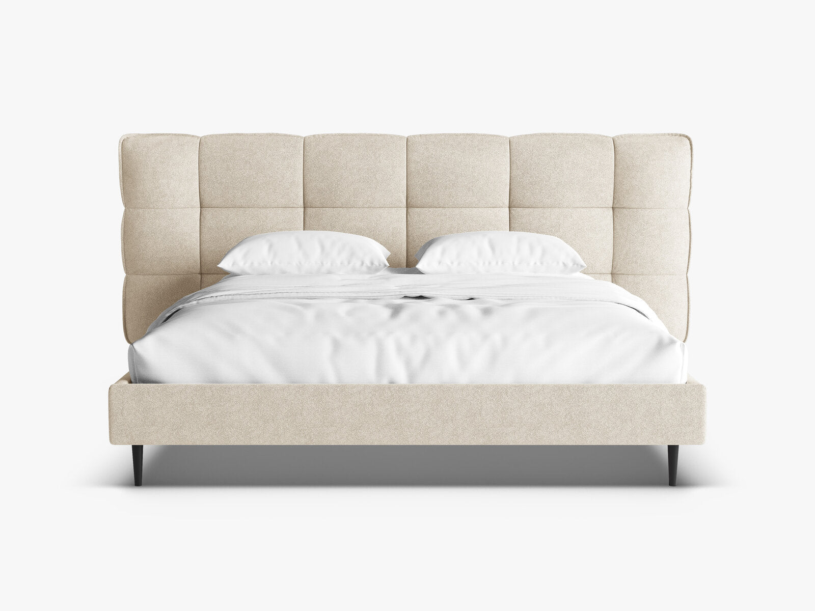 Micadoni Stauraumbett mit Kopfteil Eric with legs Boucle Sicuro Helles Beige 180x200