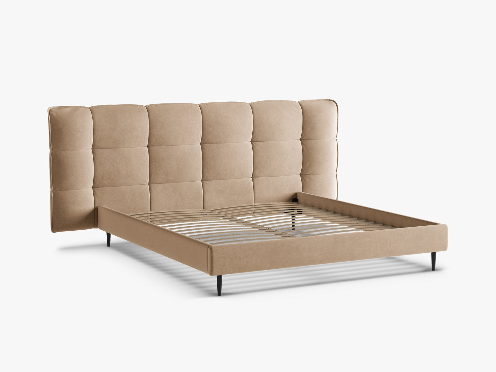 Micadoni Stauraumbett mit Kopfteil Eric with legs Samt Casino Sand 160x200