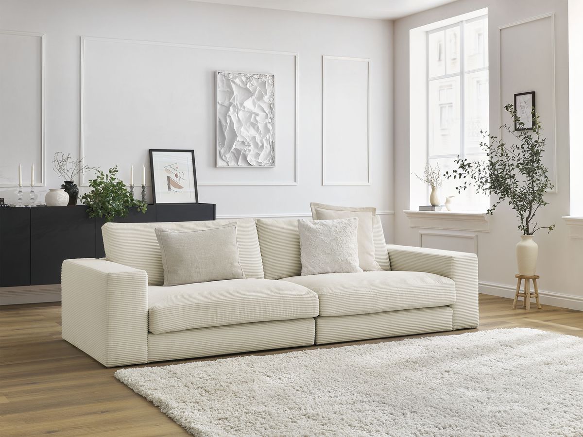 Bobochic Leonard Sofa 3-Sitzer 274 × 109 cm Strukturstoff Beige
