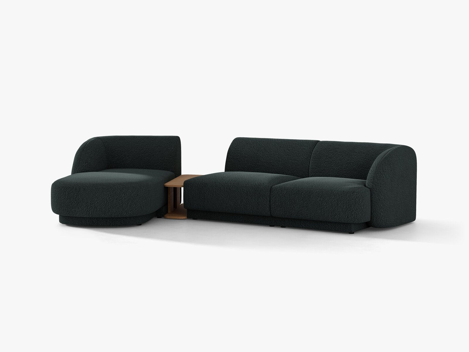 Micadoni Modulares Sofa Miley mit Recamiere 3-Sitzer Links Boucle Baloo Schwarz
