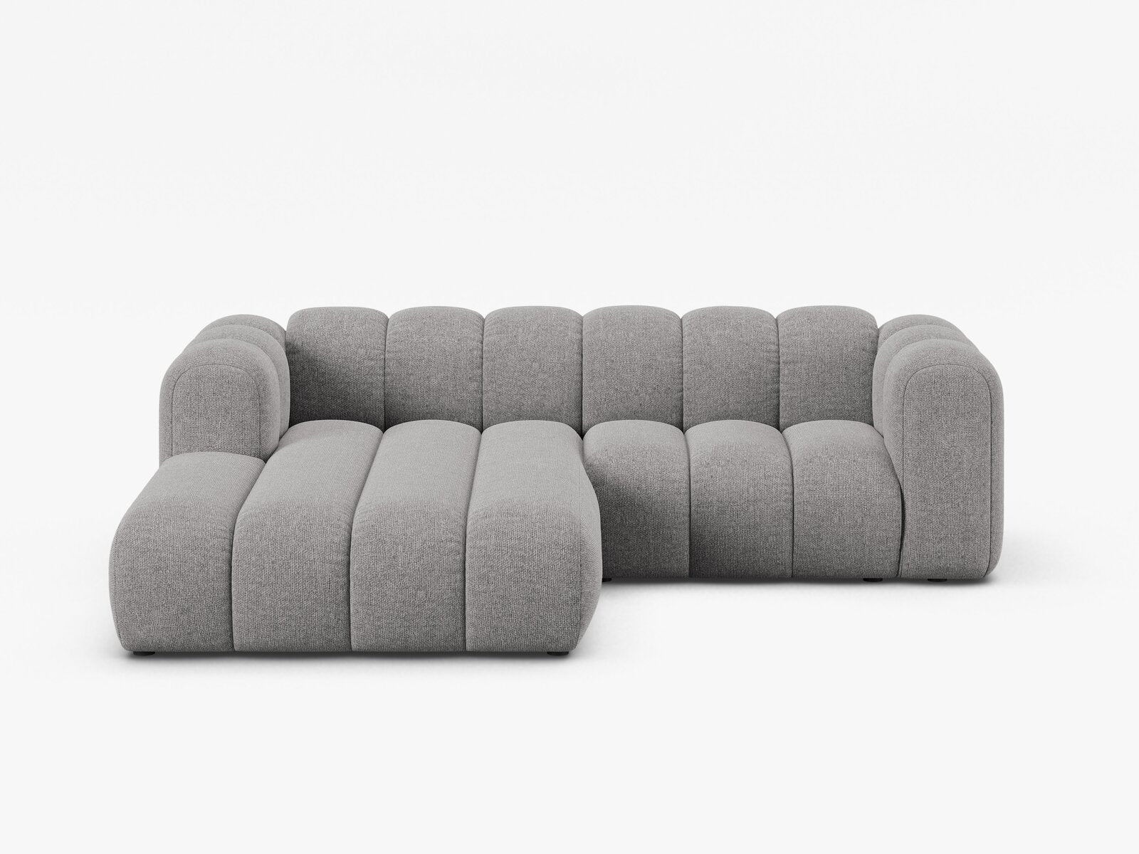 Micadoni Modulares Ecksofa Lupine 3-Sitzer Links Chenille Eden Hellgrau