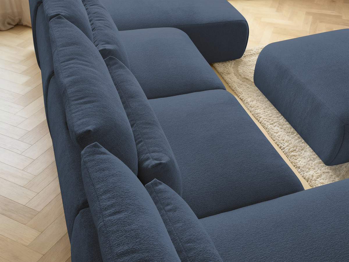 Bobochic Jana Wohnlandschaft mit großem Pouf Melange-Stoff Blau