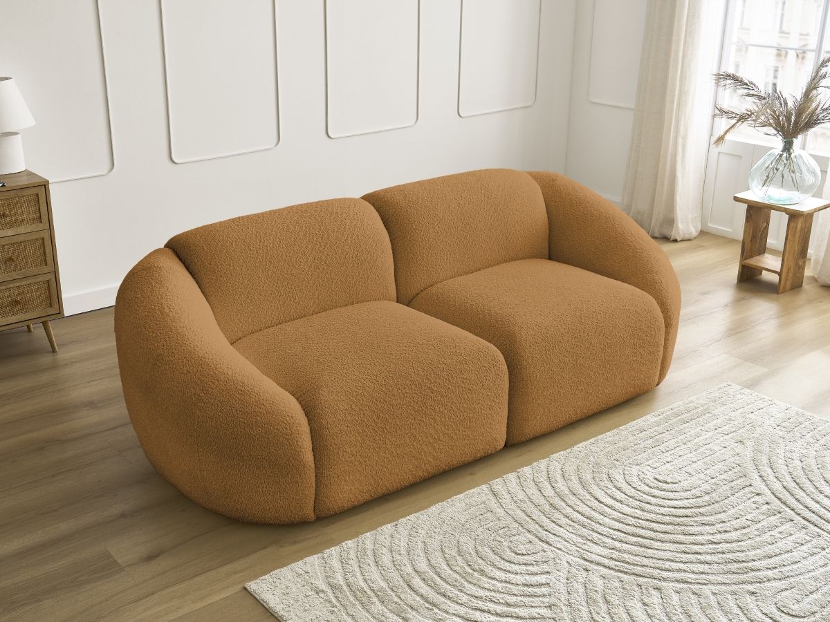 Bobochic Tina Sofa 2-Sitzer Bouclé-Stoff Gelb