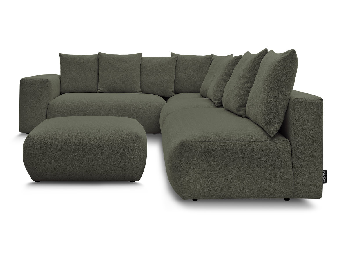 Bobochic Voltaire Ecksofa mit Pouf 322 × 268 cm Melange-Stoff Grün Ecke links