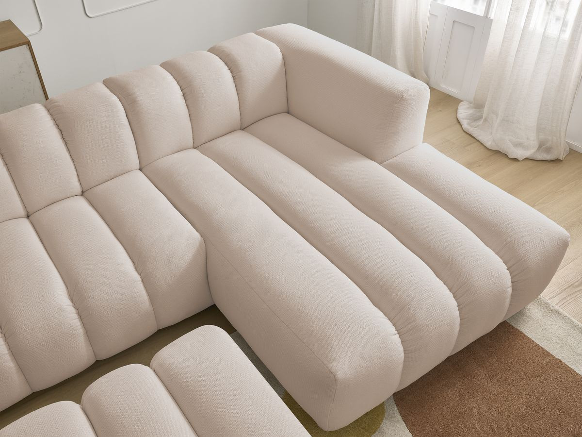Bobochic Talia Ecksofa mit Pouf Melange-Stoff Beige Ecke rechts