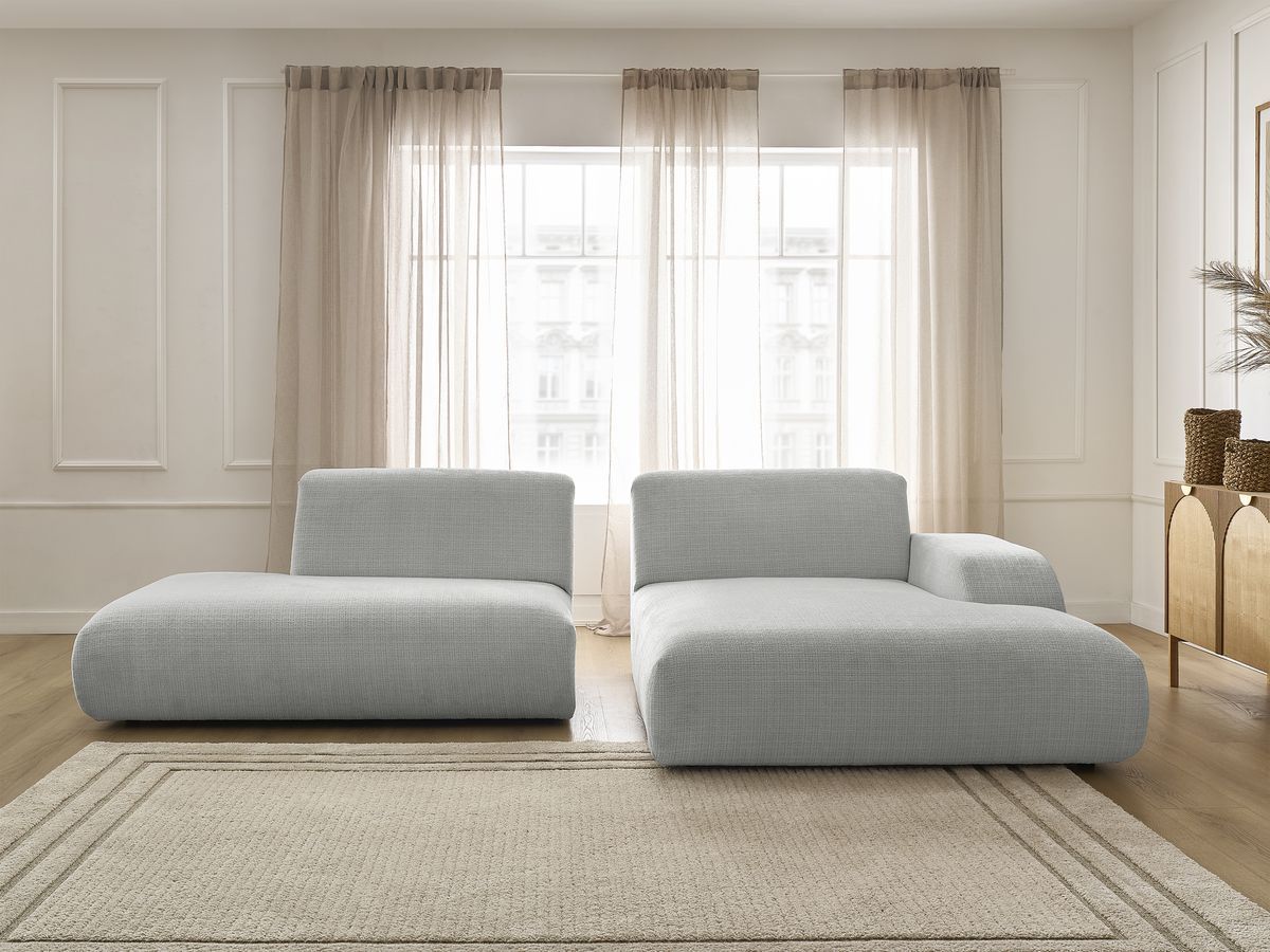 Bobochic Sirius Ecksofa 300 × 170 cm Strukturstoff Hellgrau Ecke rechts