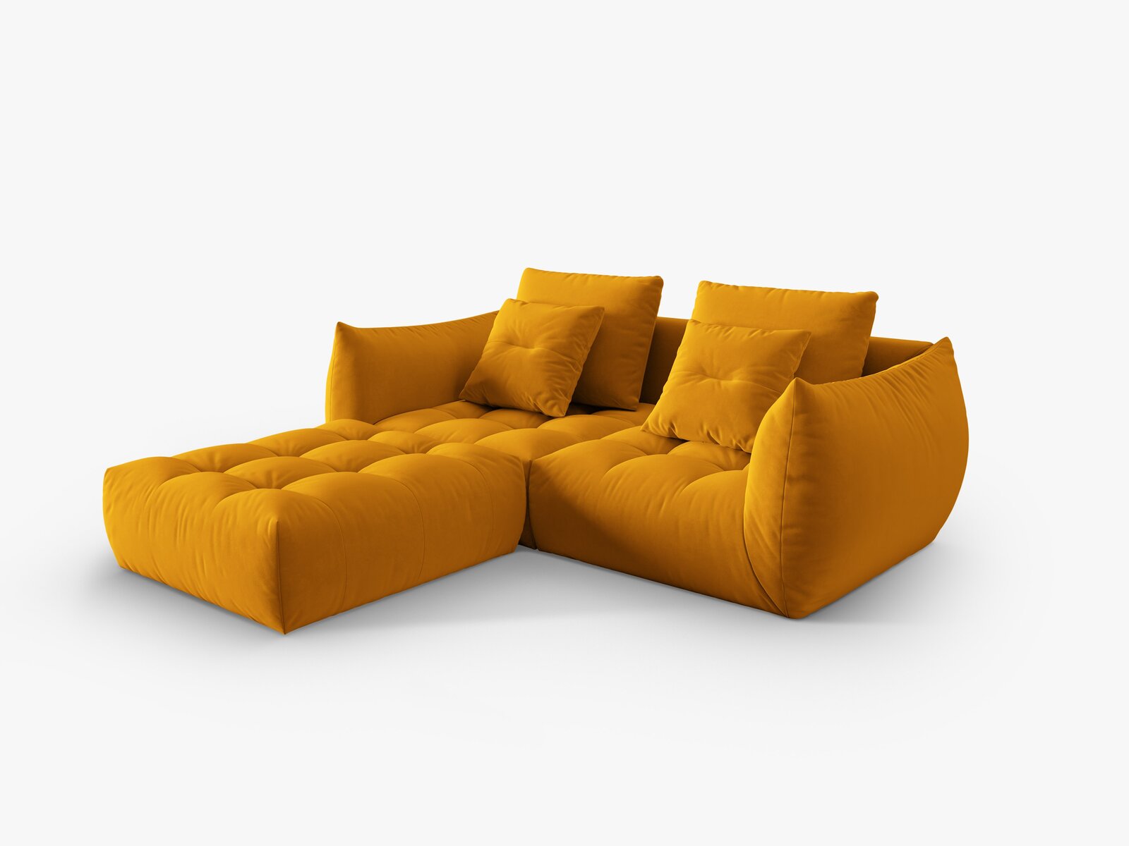 Micadoni Ecksofa Bloom 3-Sitzer Samt Gelb